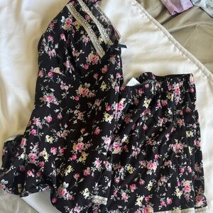 Floral Black and Pink Pajama Set
